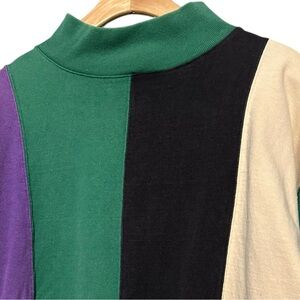 Honors Vintage Mens Size M Green Purple Black Cream Cotton Colorblock Polo Shirt